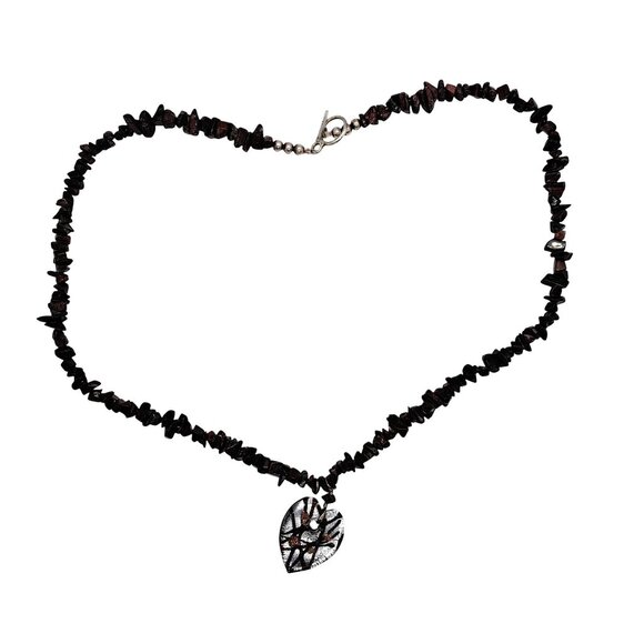 Red jasper nugget beads glass heart toggle clasp - Picture 1 of 7